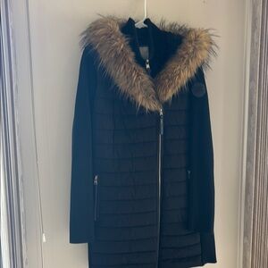Calvin Klein Performance Black Puffer Jacket with Fur Trim